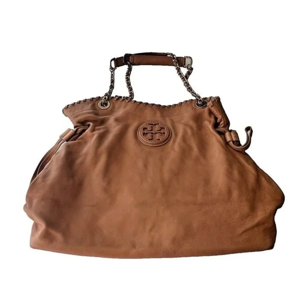 Designer Tory Burch Marion Brown‎ Leather Slouchy Boho Western Classic Purse